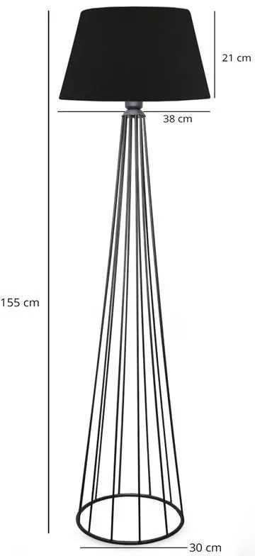 Φωτιστικό δαπέδου Firdo II Ε27 ύφασμα-μέταλλο μαύρο Φ38x121εκ 38x38x121 εκ.