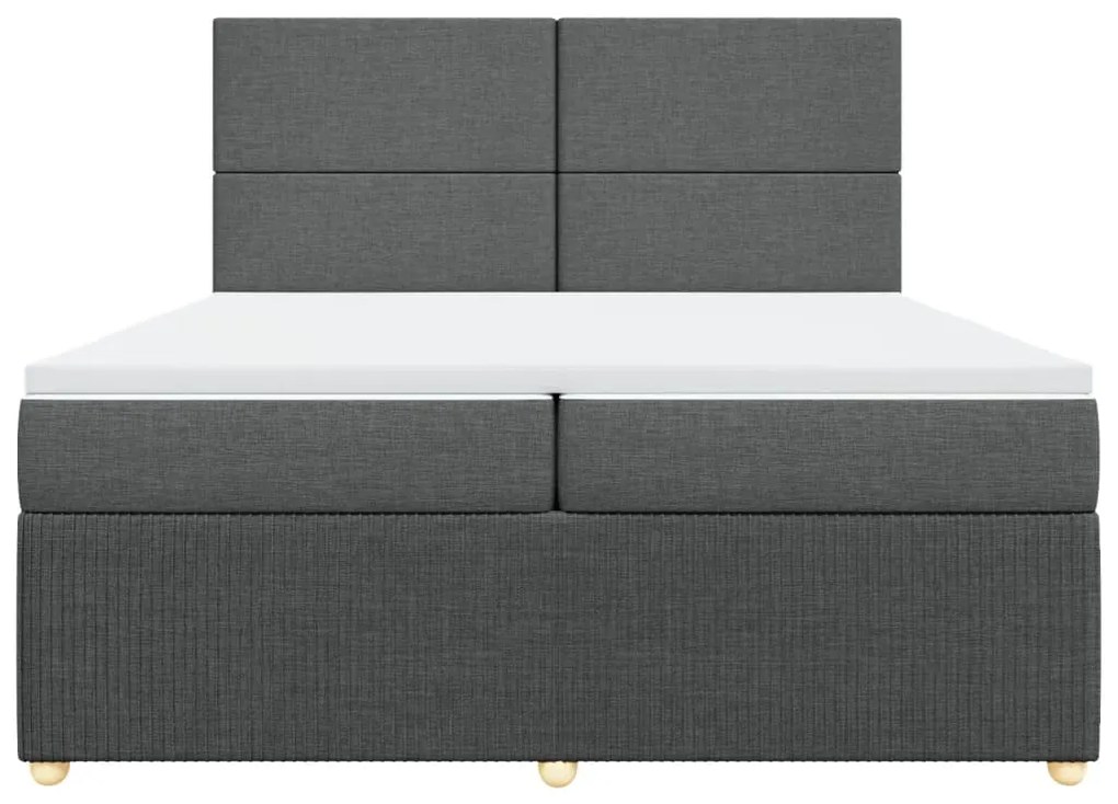 vidaXL Κρεβάτι Boxspring με Στρώμα Σκούρο Γκρι 200x200 εκ. Υφασμάτινο