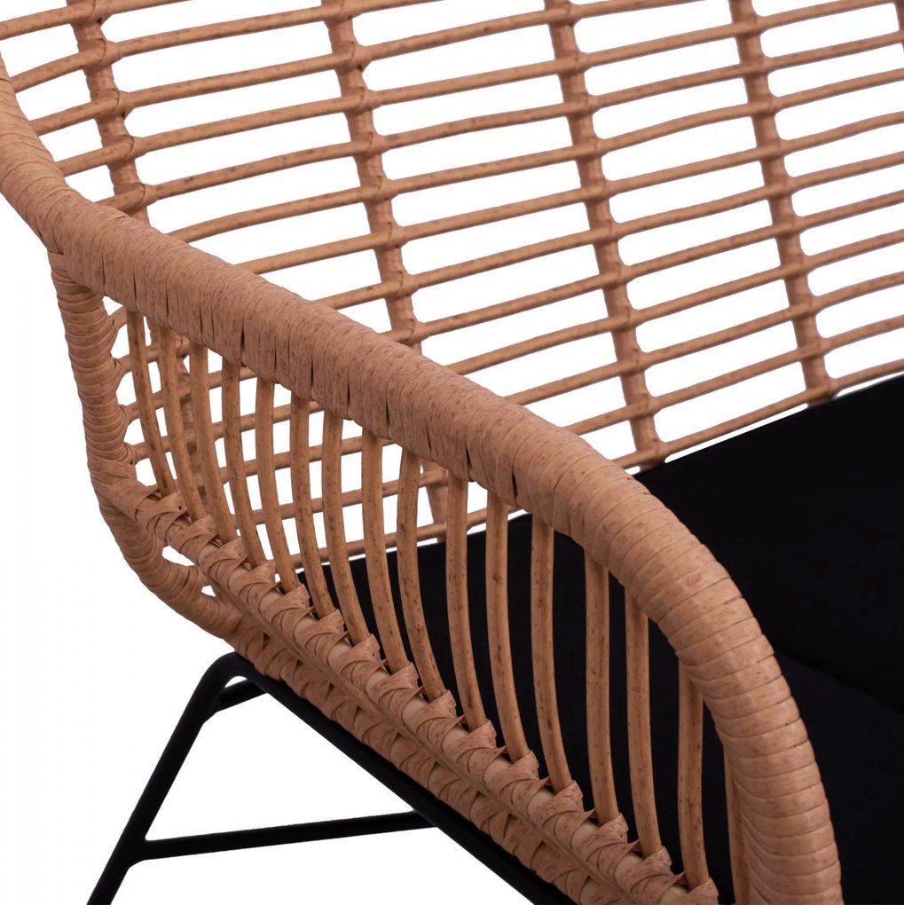 Σετ κήπου Σαλόνι ALLEGRA 4τεμ Μεταλλο Μαύρο & Wicker Μπέζ