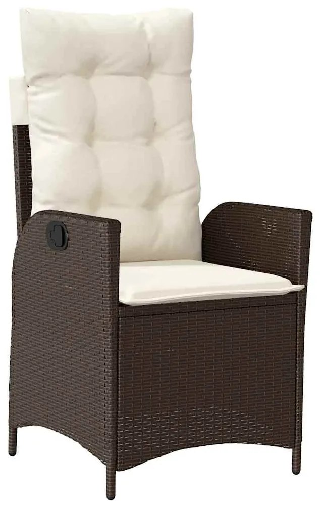 vidaXL Σέτ φαγητού για κήπο με μαξιλάρι 5 pcs Καφέ συνθετικό ρατάν