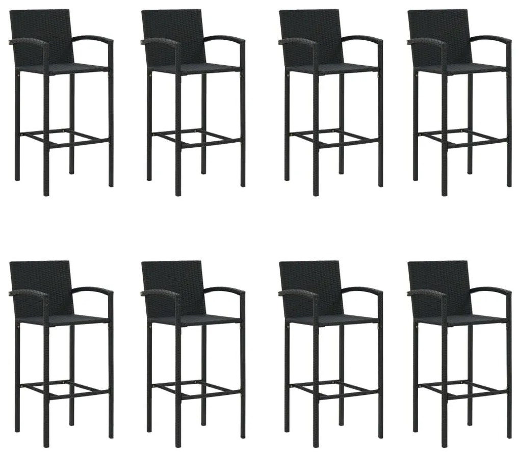 vidaXL Σετ Επίπλων Μπαρ Κήπου 9 τεμ. Μαύρο
