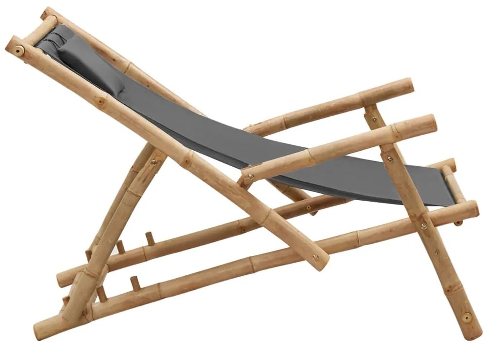 vidaXL Σεζλόνγκ Σκούρο Γκρι από Μπαμπού και Καραβόπανο