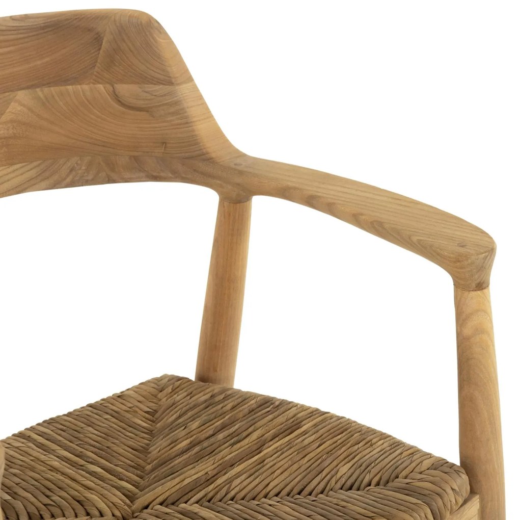Καρέκλα-Πολυθρόνα KINGSLEY2 Ξύλο Teak και κάθισμα Ψάθα 58x53x79εκ. 58x53x79 εκ.