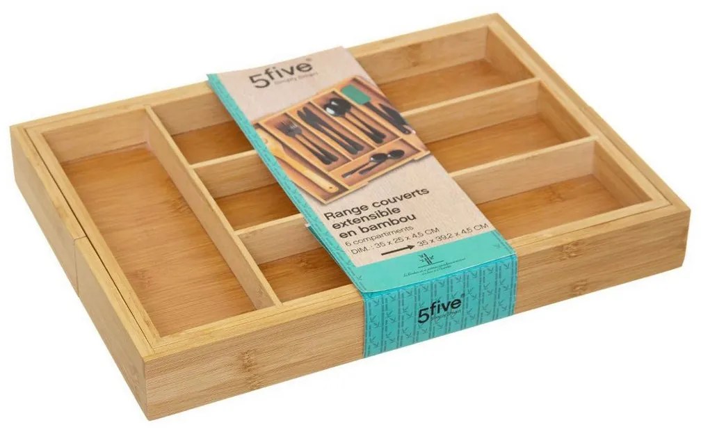 Οργανωτής Μαχαιροπήρουνων 5five Simply Smart Καφέ Φυσικό Ξύλο Bamboo 34 x 25 x 4,5 cm