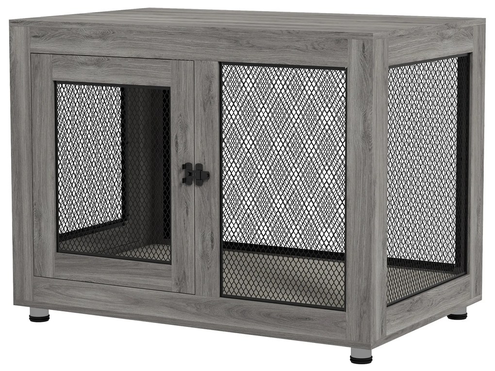 PawHut Κλουβί Σκύλου, Κλουβί Κουταβιών, με Επιφάνεια Αποθήκευσης, Αδιάβροχο Μαξιλάρι, Στιβαρό Πλέγμα, Ρυθμιζόμενα Πόδια, 94x60x71,5 εκ.