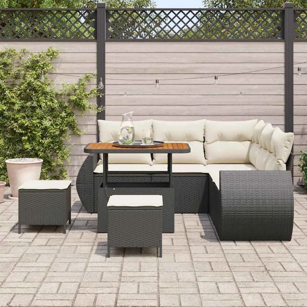 vidaXL Σετ Καναπέ Κήπου 8 pcs Μαύρο συνθετικό ρατάν
