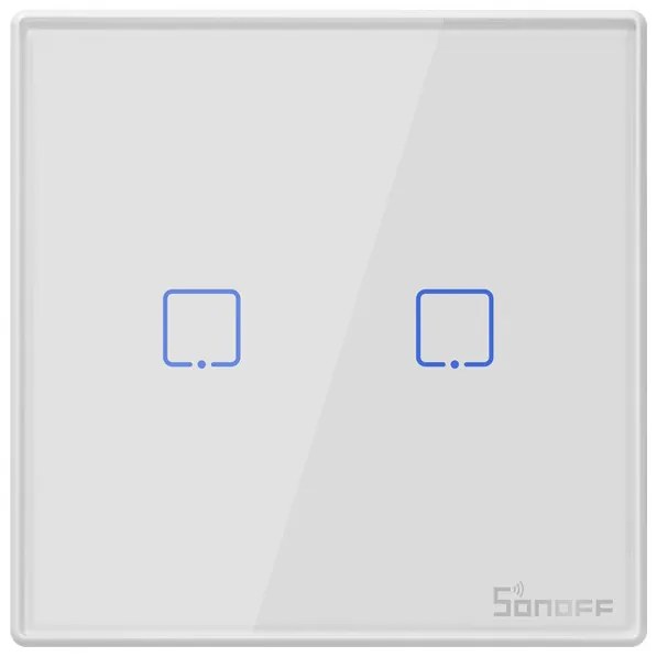 SONOFF smart διακόπτης T2EU2C-RF 433MHz, αφής, διπλός, λευκός