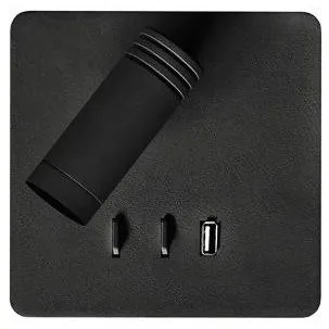 Απλικα Τοίχου Τετράγωνη Αλουμινίου με USB και Κρυφό Φωτ. ΦOS_ME-17-00669-2-Μαύρο 17-00669-2