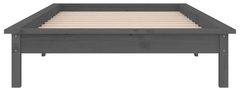 vidaXL Πλαίσιο Κρεβατιού με LED Γκρι 90 x 200 εκ. από Μασίφ Ξύλο