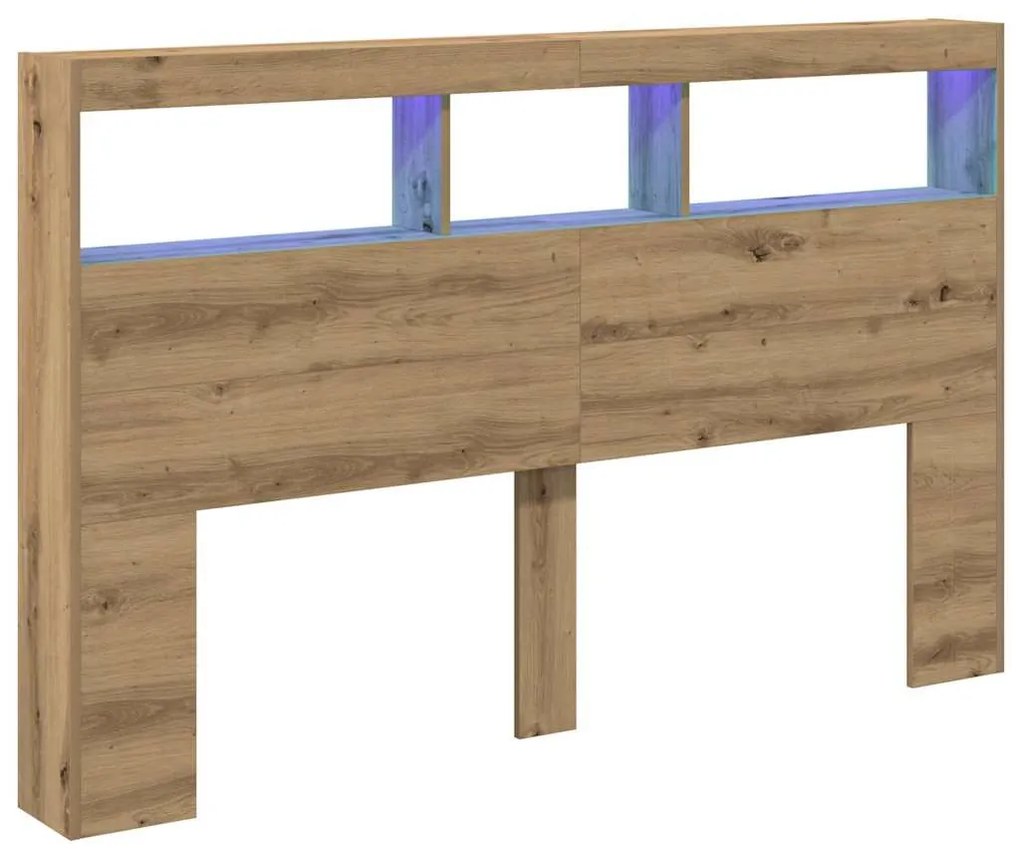 vidaXL Κεφαλάρι με Αποθηκευτικό Χώρο &amp; LED Artisan Δρυς 160x17x102 εκ.
