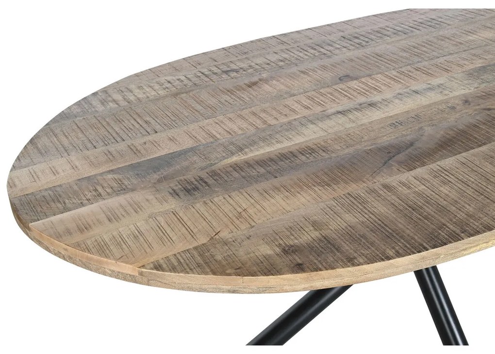 Τραπεζαρία DKD Home Decor Φυσικό Μαύρο Μέταλλο Ξύλο από Μάνγκο 200 x 100 x 76 cm