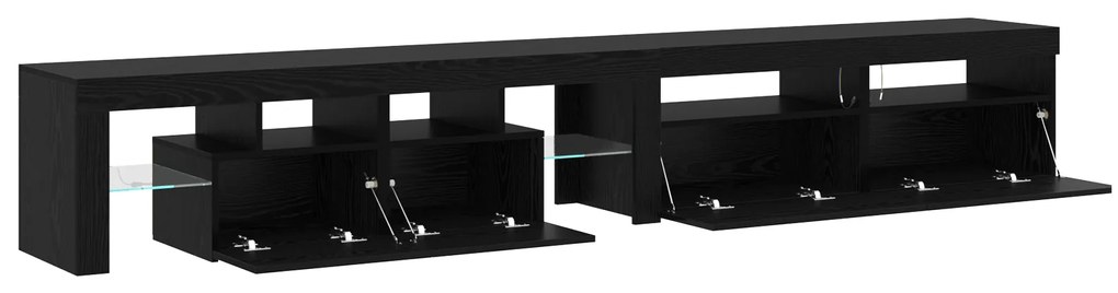 vidaXL Τηλεοπτικές μονάδες 3 τεμαχίων με LED φώτα Μαύρη Δρυς Επεξεργασμένο Ξύλο