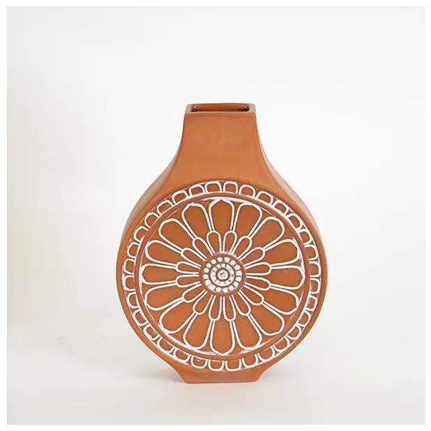 Βάζο Κεραμικό Τερακότα &amp; Άσπρο 16.1x7x23.8cm 752-20228 Estheti-752-20228-Καφέ 752-20228