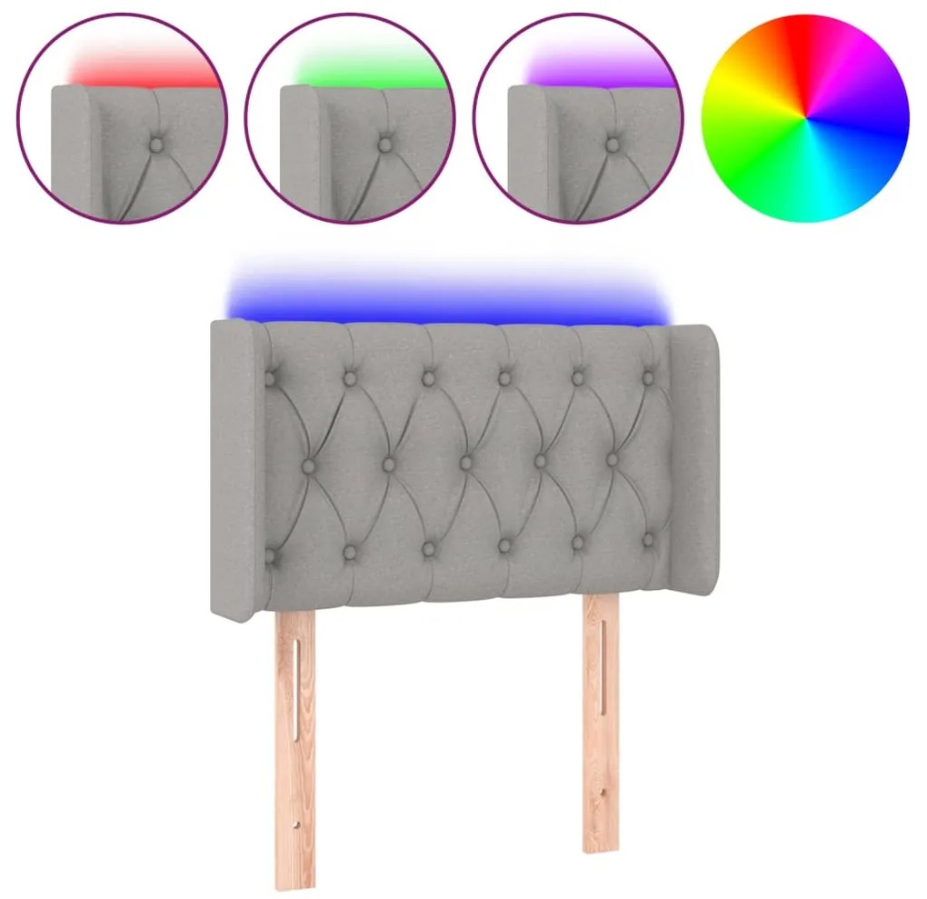 vidaXL Κεφαλάρι Κρεβατιού LED Ανοιχτό Γκρι 83x16x78/88 εκ. Υφασμάτινο