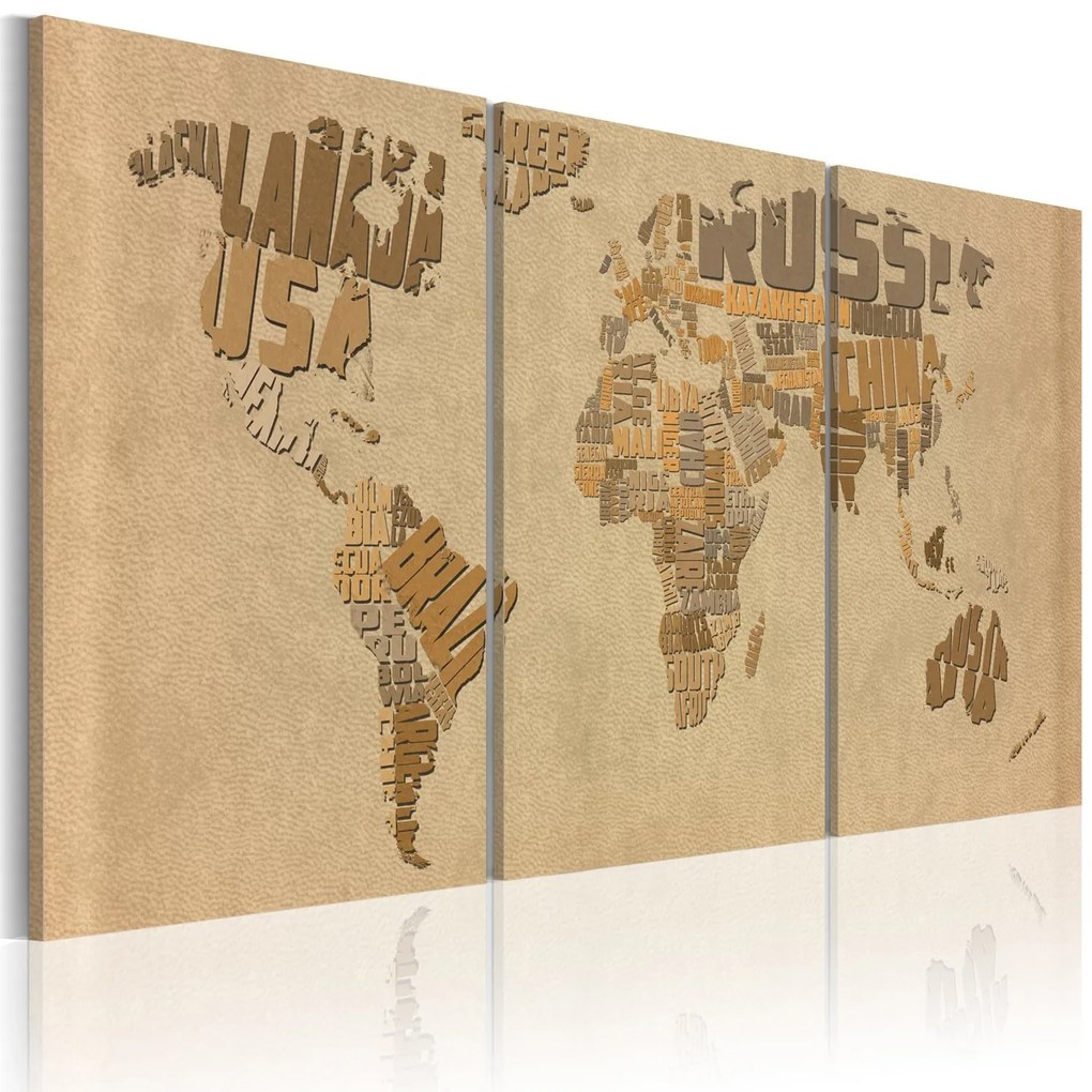 Πίνακας - The world map in beige and brown 120x60