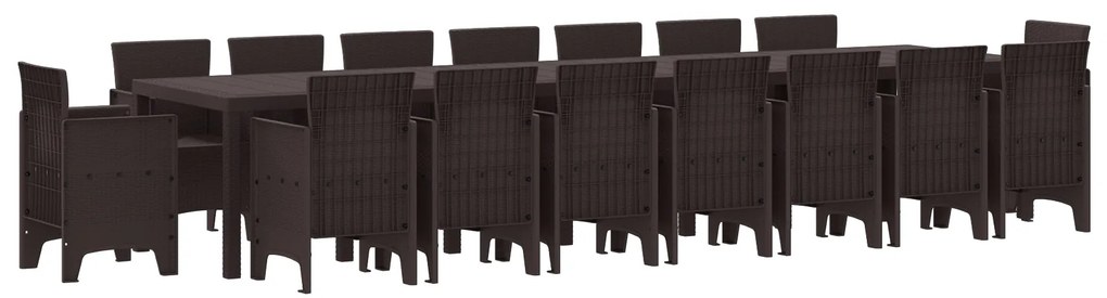 vidaXL Σετ Τραπεζαρίας Κήπου 17 pcs Καφέ Large Ρατάν