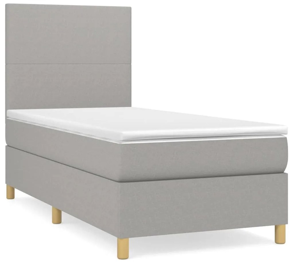 Κρεβάτι Boxspring με Στρώμα Ανοιχτό Γκρι 100x200 εκ. Υφασμάτινο - Γκρι