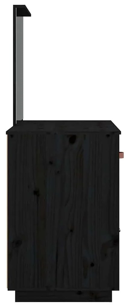 vidaXL Μπουντουάρ Μαύρο 95x50x134 εκ. Μασίφ Ξύλο Πεύκου