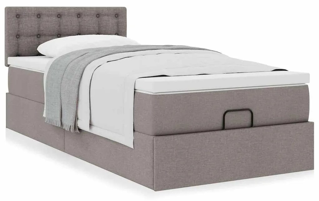 vidaXL Οθωμανικό κρεβάτι με στρώμα Taupe 90x190cm ύφασμα