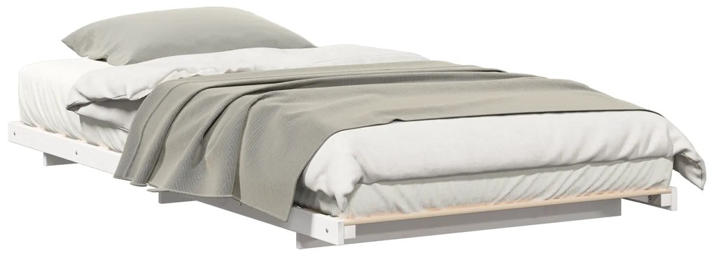 vidaXL Κρεβάτι δαπέδου Λευκό 100 x 200 cm Μασίφ ξύλο πεύκου