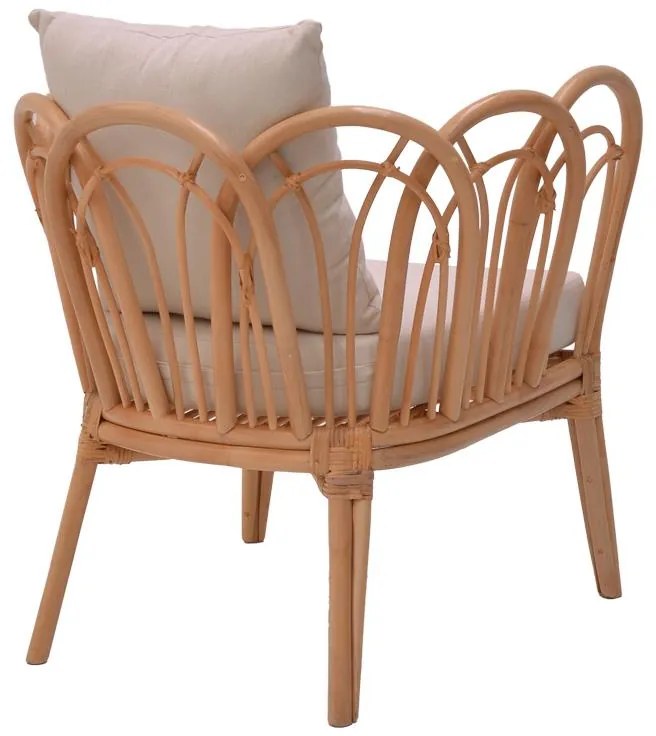 Καρέκλα - Πολυθρόνα Tania φυσικό rattan-λευκό μαξιλάρι 76x76x76 εκ. 76x76x76 εκ.