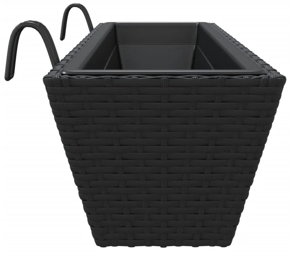 vidaXL Ζαρντινιέρες με Άγκριστρα 2 τεμ. Μαύρα από Συνθετικό Ρατάν