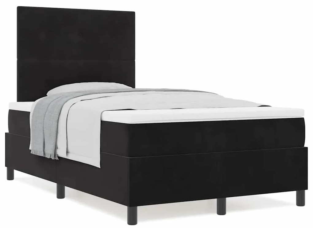 vidaXL Κρεβάτι με ελατήρια με στρώμα Μαύρο 120 x 190 cm Βελούδο