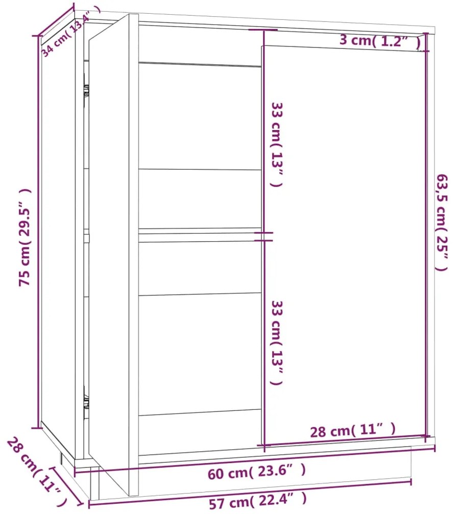 ΝΤΟΥΛΑΠΙ ΛΕΥΚΟ 60 X 34 X 75 ΕΚ. ΑΠΟ ΜΑΣΙΦ ΞΥΛΟ ΠΕΥΚΟΥ 813346