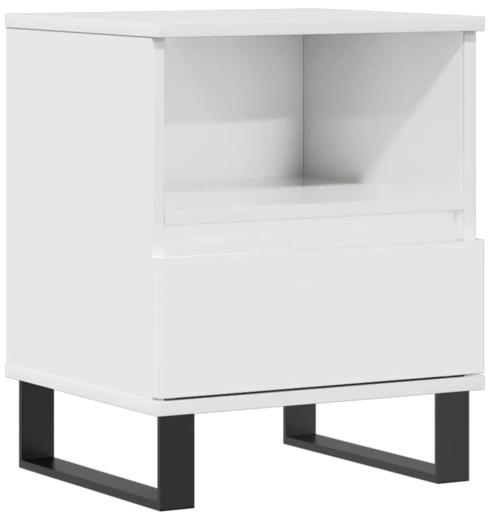 vidaXL Κομοδίνο Γυαλ. Λευκό 40 x 35 x 50 εκ. από Επεξεργασμένο Ξύλο