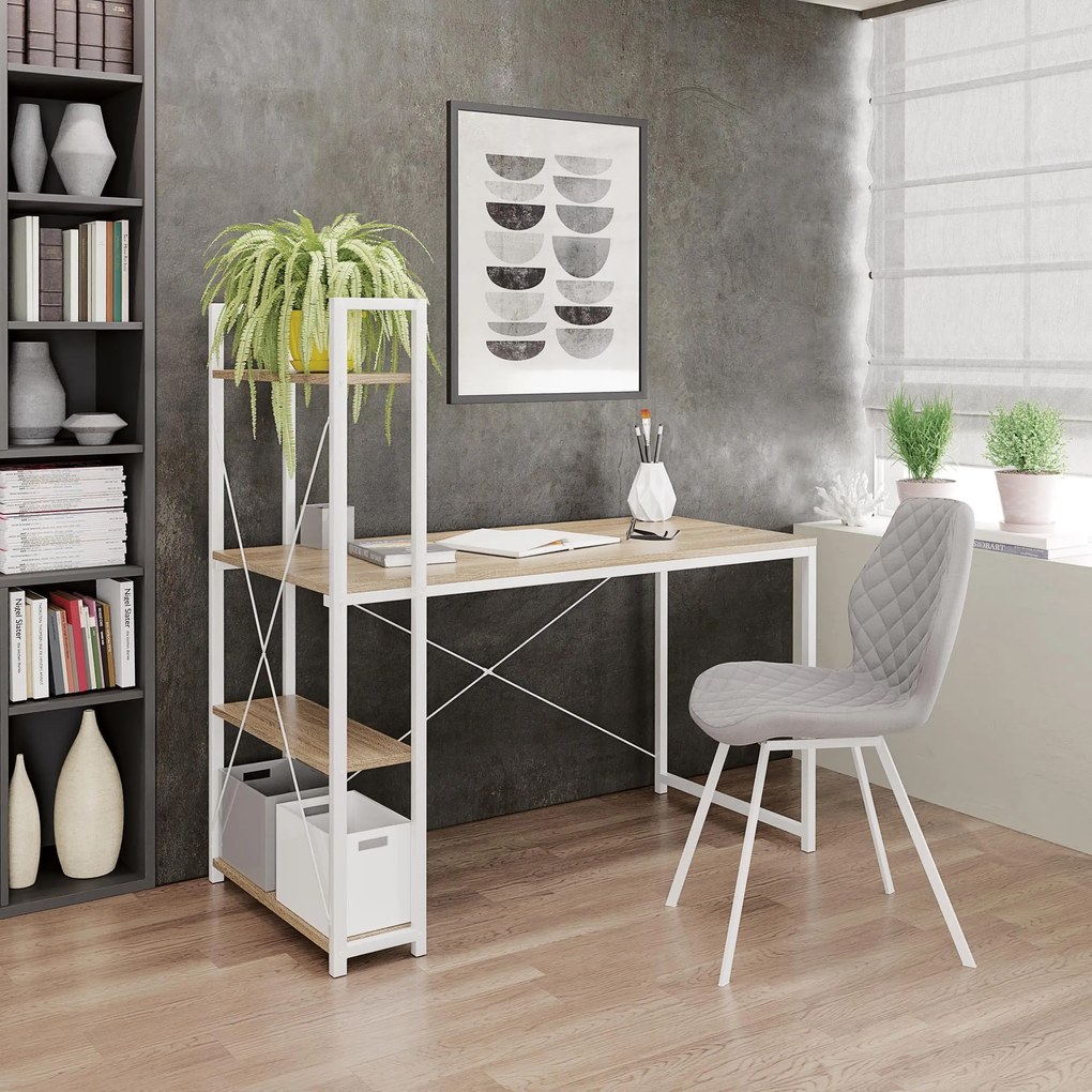 NARVIK B1 desk white / sonoma oak DIOMMI V-CH-NARVIK-B1-BIAŁY/SONOMA