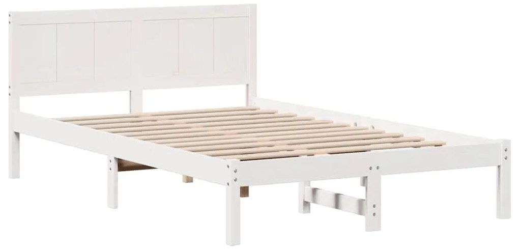 vidaXL Σκελετός Κρεβατιού Λευκό 135 x 190 cm Μασίφ ξύλο πεύκου