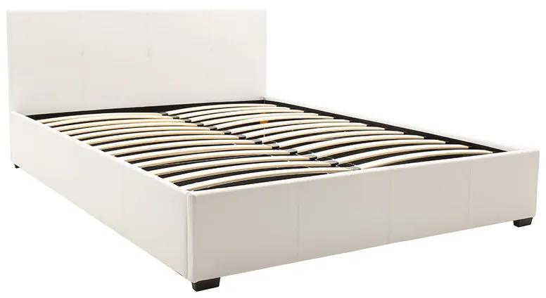 Κρεβάτι Norse pakoworld διπλό pu λευκό με αποθηκευτικό χώρο 160x200εκ - Τεχνόδερμα - 006-000027