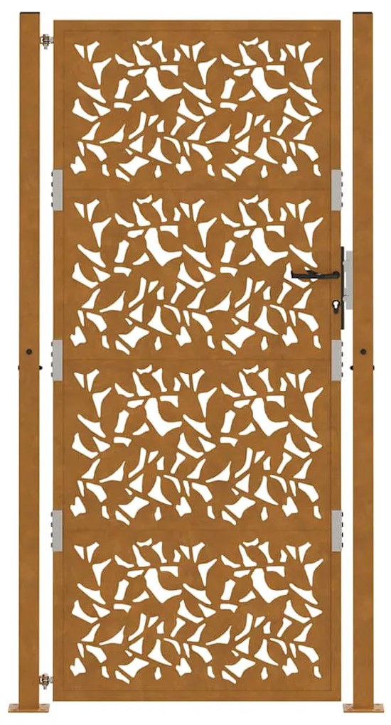 Πύλη κήπου 105x205 cm από χάλυβα με φύλλα καιρικές συνθήκες - Καφέ