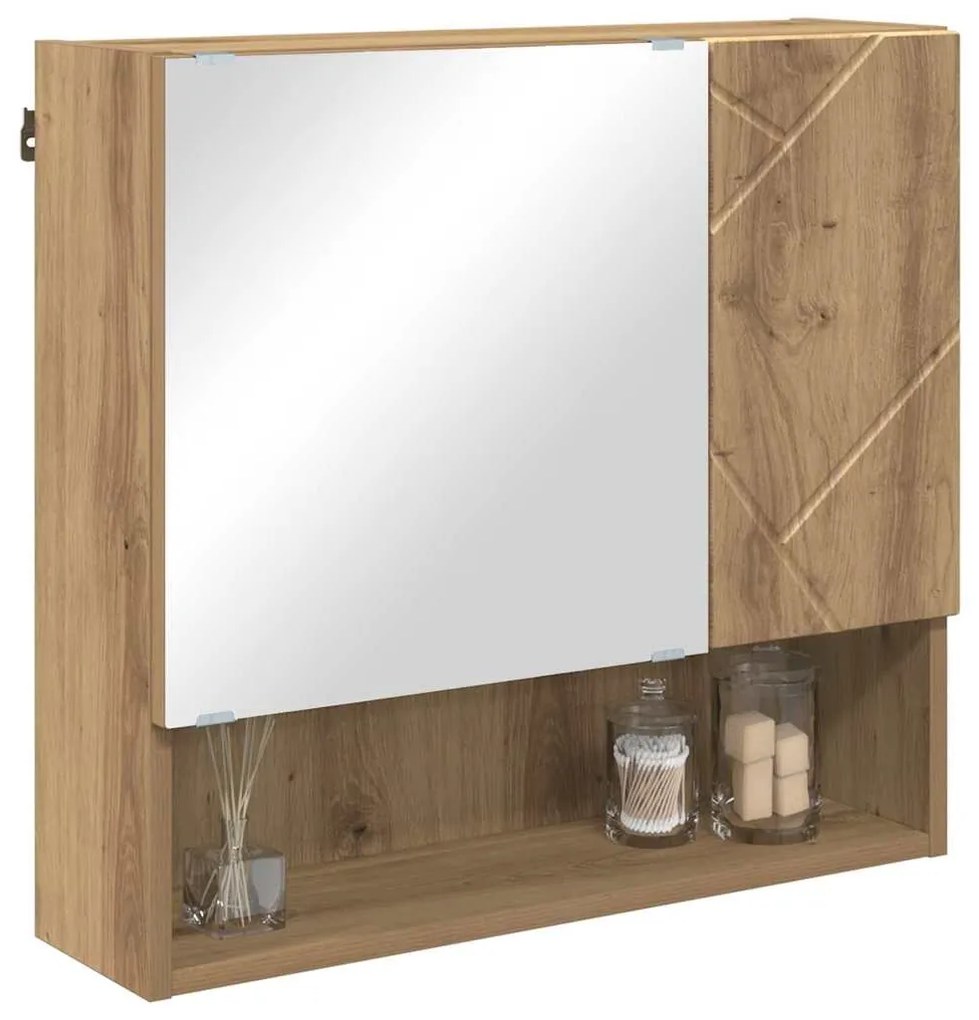 vidaXL Ντουλάπα Καθρέφτη με ράφι με πόρτα artisan δρυς 59 x 17 x 55 cm