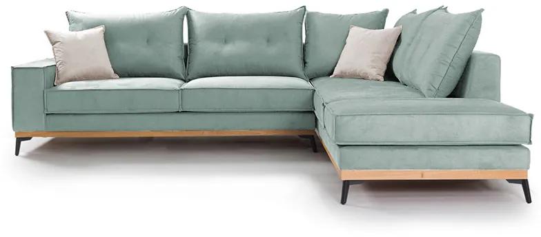 Γωνιακός καναπές αριστερή γωνία Luxury II pakoworld ύφασμα ciel-cream 290x235x95εκ - Ύφασμα - 168-000007