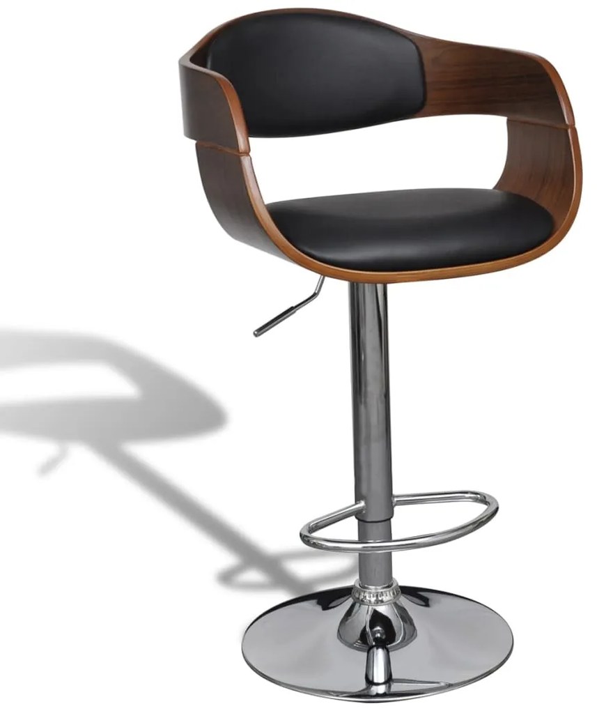 vidaXL Σκαμπό Μπαρ 2 τεμ. από Λυγισμένο Ξύλο και Συνθετικό Δέρμα