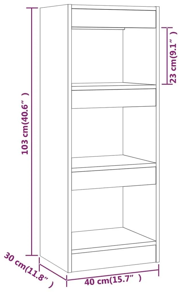 Βιβλιοθήκη/Διαχωρ. Χώρου Λευκό 40x30x103 εκ. Επεξεργ. Ξύλο - Λευκό