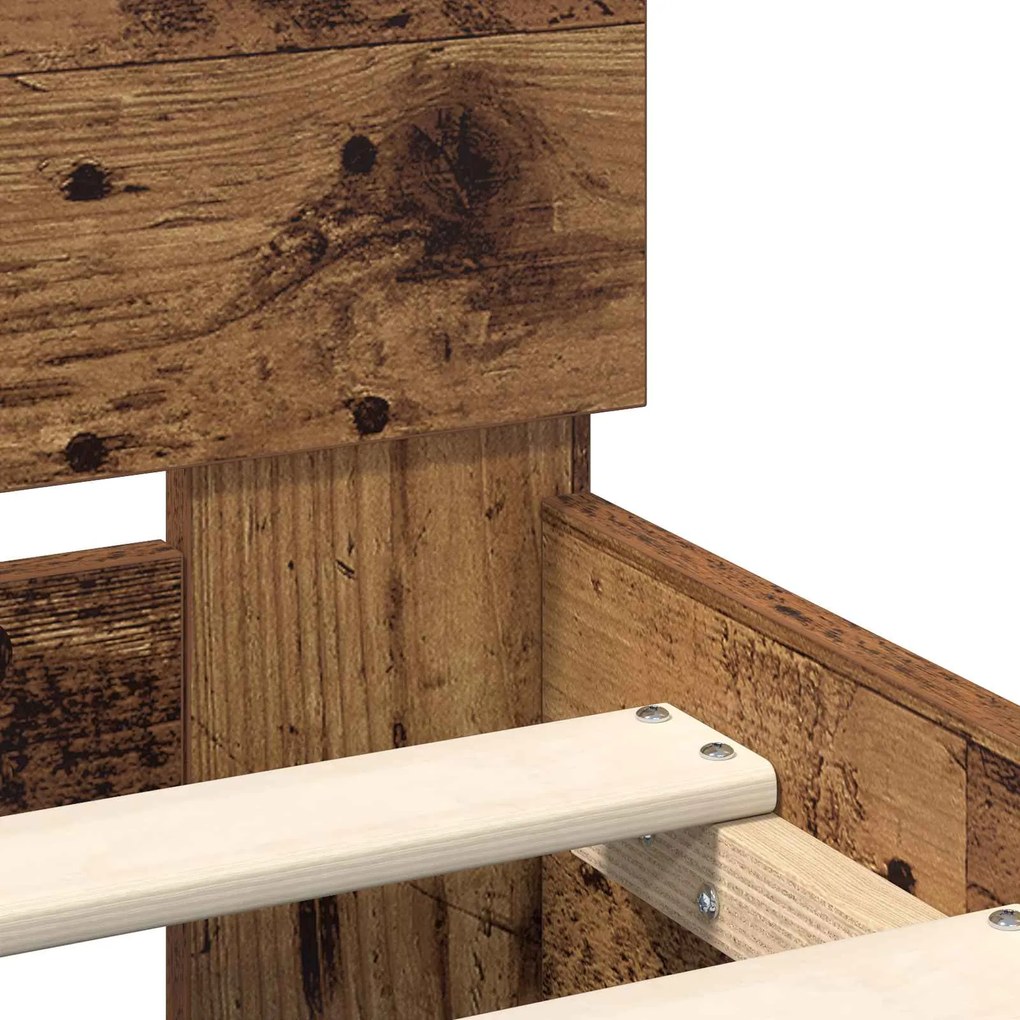 vidaXL Σκελετός Κρεβατιού Παλιό ξύλο 75 x 190 cm Επεξεργασμένο ξύλο