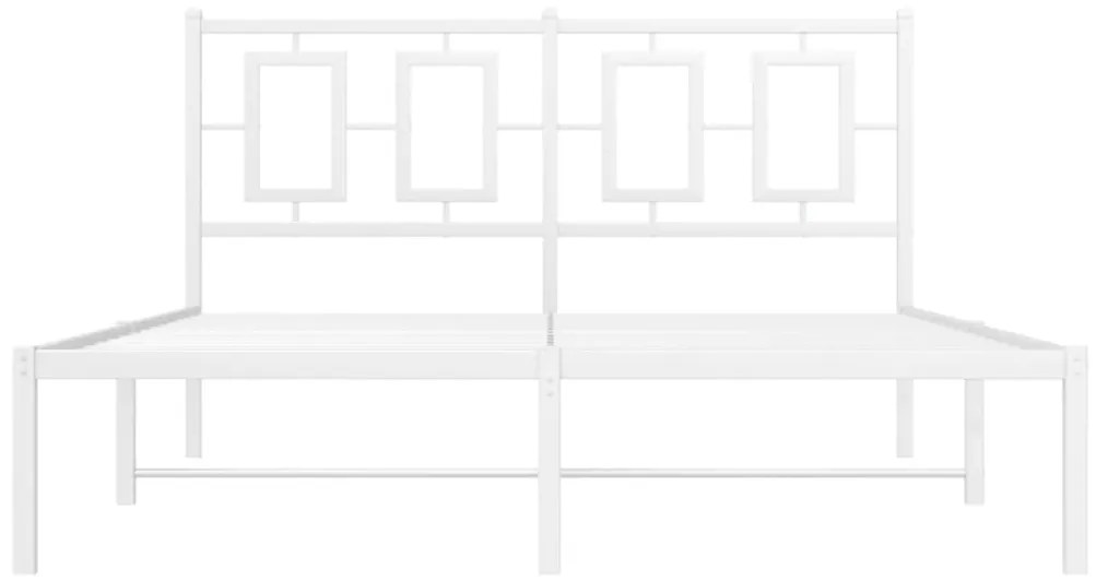 vidaXL Πλαίσιο Κρεβατιού με Κεφαλάρι Λευκό 140x190 εκ. Μεταλλικό