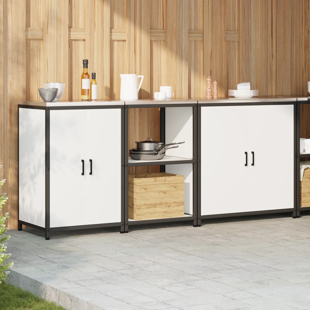 vidaXL Σετ Αποθήκευσης Κουζίνας με ράφι Άλλο 3 pcs Λευκό 210 x 50 x 92 εκ