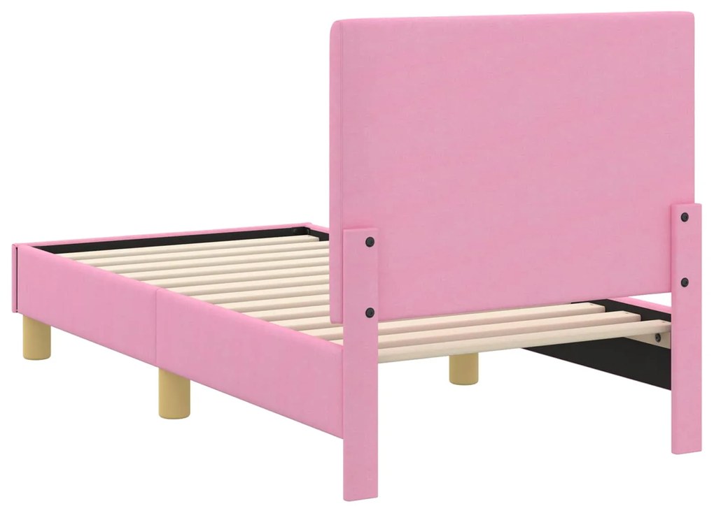 vidaXL Κρεβατική βάση για παιδιά με προσκέφαλο Ροζ 70 x 140 cm ύφασμα