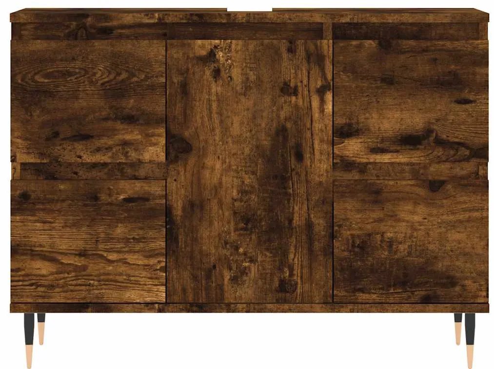 vidaXL Ντουλάπι Μπάνιου Καπνιστή Δρυς 80 x 33 x 60 εκ. Επεξεργ. Ξύλο