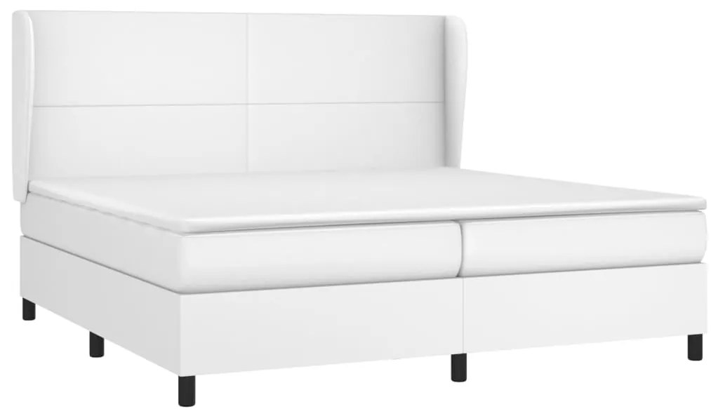 vidaXL Κρεβάτι Boxspring με Στρώμα Λευκό 200x200 εκ. Συνθετικό Δέρμα