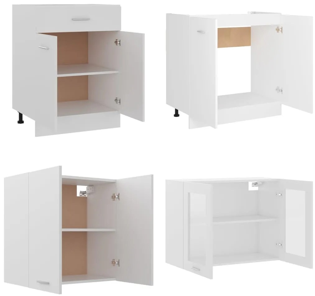 vidaXL Σετ Ντουλαπιών Κουζίνας 4 Τεμαχίων "Lyon" Λευκό από Μηχανικά Ξύλινα Έπιπλα