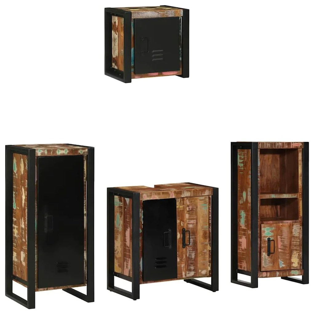 vidaXL Σετ Επίπλων Μπάνιου με συρτάρι 4 pcs Στερεό Ανακτηθέν Ξύλο