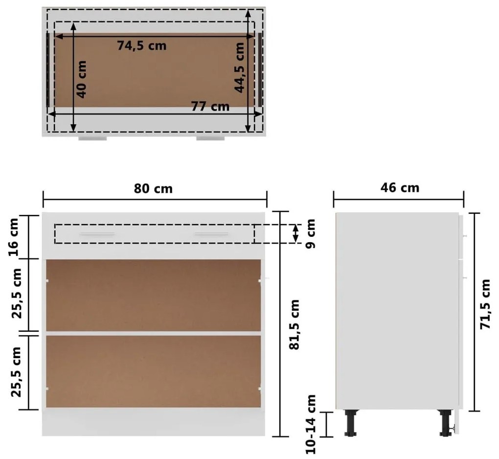 Ντουλάπι με Συρτάρι Λευκό 80x46x81,5 εκ. Επεξ. Ξύλο - Λευκό