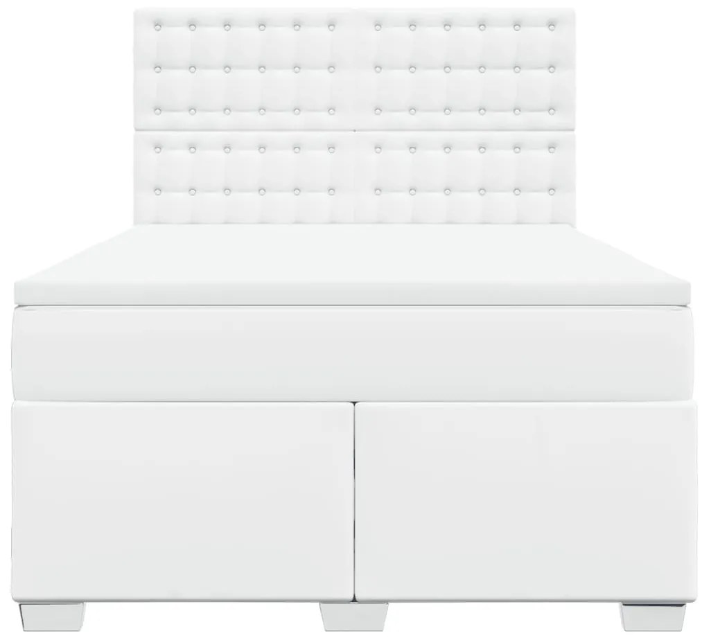 vidaXL Κρεβάτι Boxspring με Στρώμα Λευκό 140x190εκ.από Συνθετικό Δέρμα