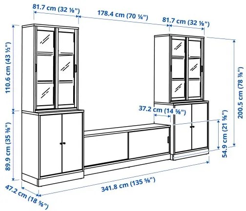 TONSTAD σύνθεση αποθήκευσης TV, 342x47x201 cm 195.150.61