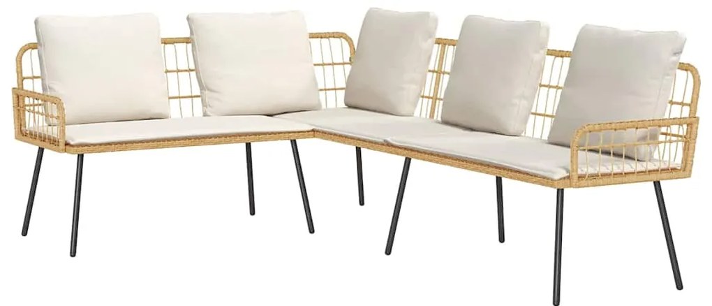 vidaXL Σετ Καναπέ Κήπου με μαξιλάρι 2 pcs Φυσικό συνθετικό ρατάν
