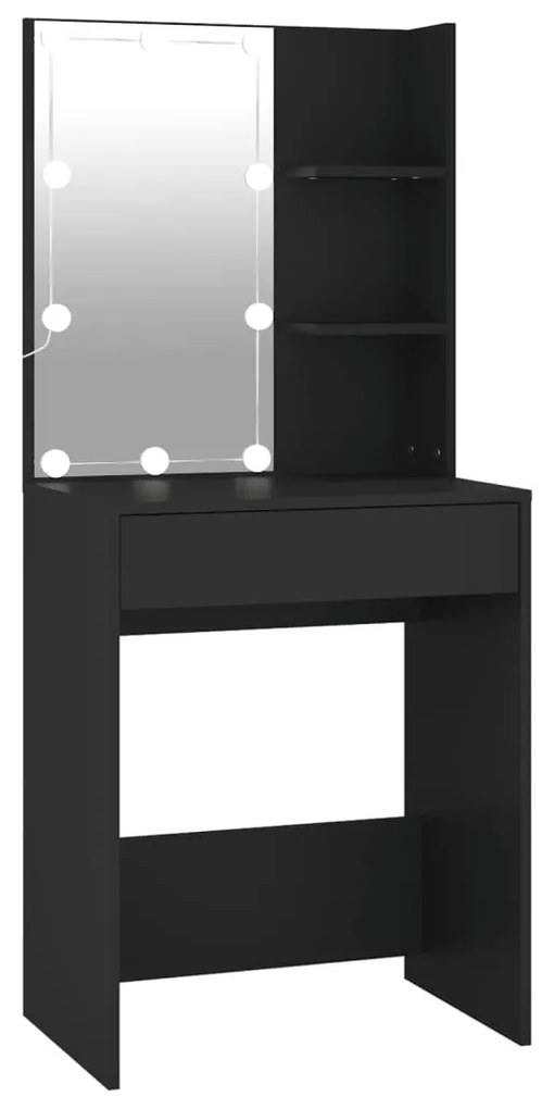 vidaXL Μπουντουάρ με LED Μαύρο 60 x 40 x 140 εκ.